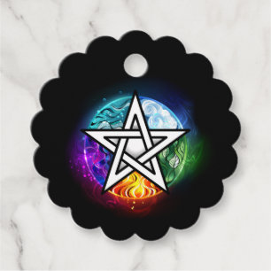Wiccan pentagram favour tags