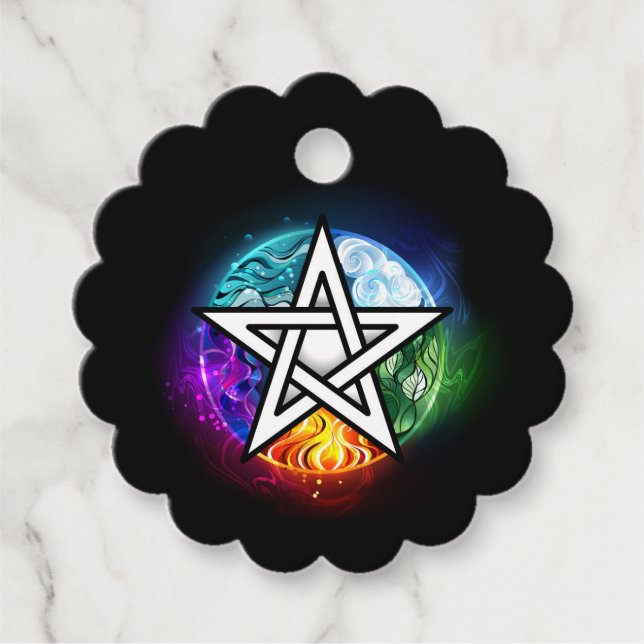 Wiccan pentagram favour tags (Front)