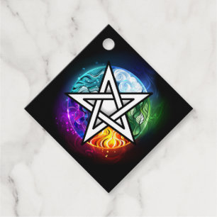 Wiccan pentagram favour tags