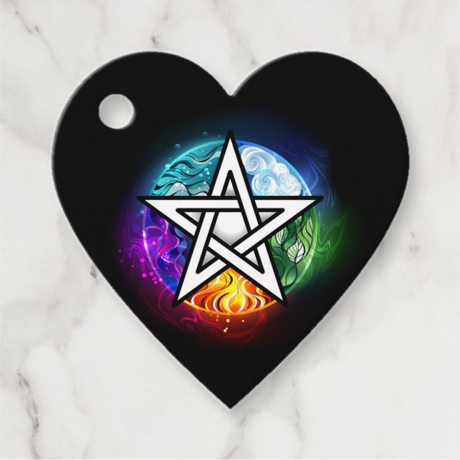 Wiccan pentagram favour tags (Front)