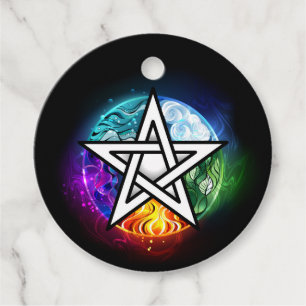 Wiccan pentagram favour tags