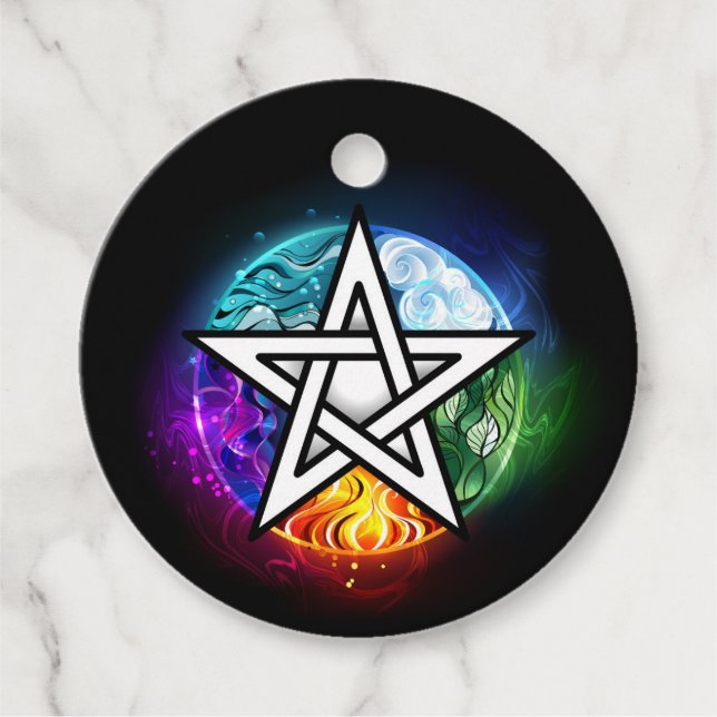 Wiccan pentagram favour tags (Front)