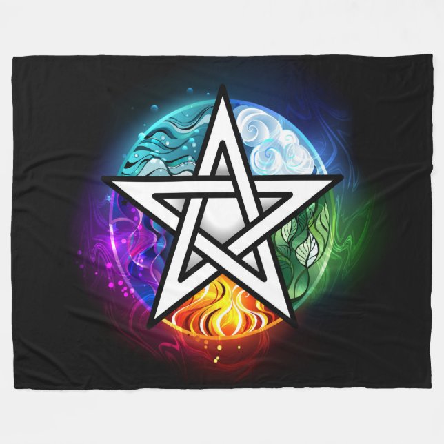 Wiccan pentagram fleece blanket (Front (Horizontal))