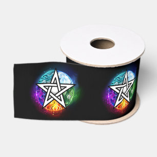 Wiccan pentagram grosgrain ribbon