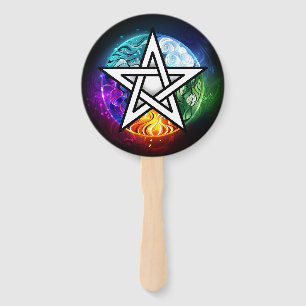 Wiccan pentagram hand fan