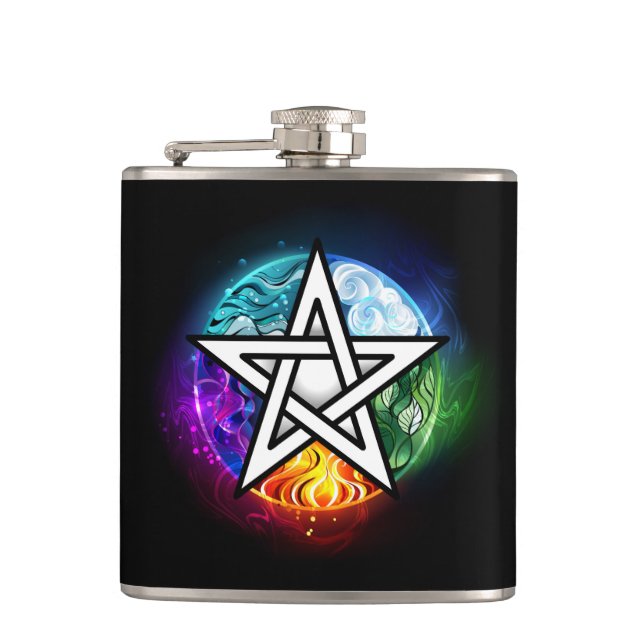 Wiccan pentagram hip flask (Front)