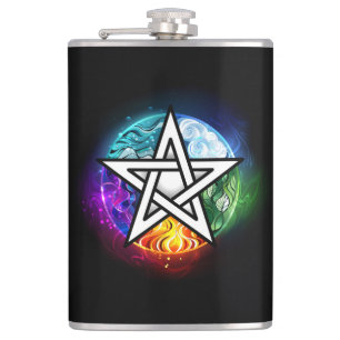 Wiccan pentagram hip flask