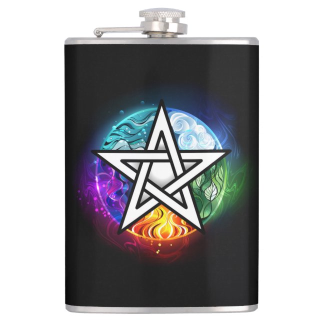 Wiccan pentagram hip flask (Front)