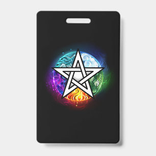 Wiccan pentagram ID badge