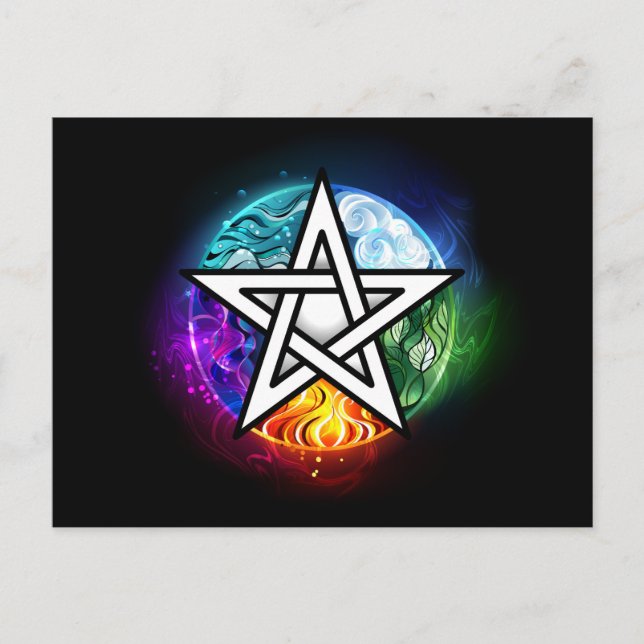 Wiccan pentagram invitation postcard (Front)
