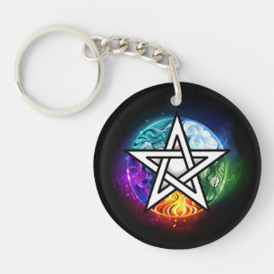 Wiccan pentagram key ring