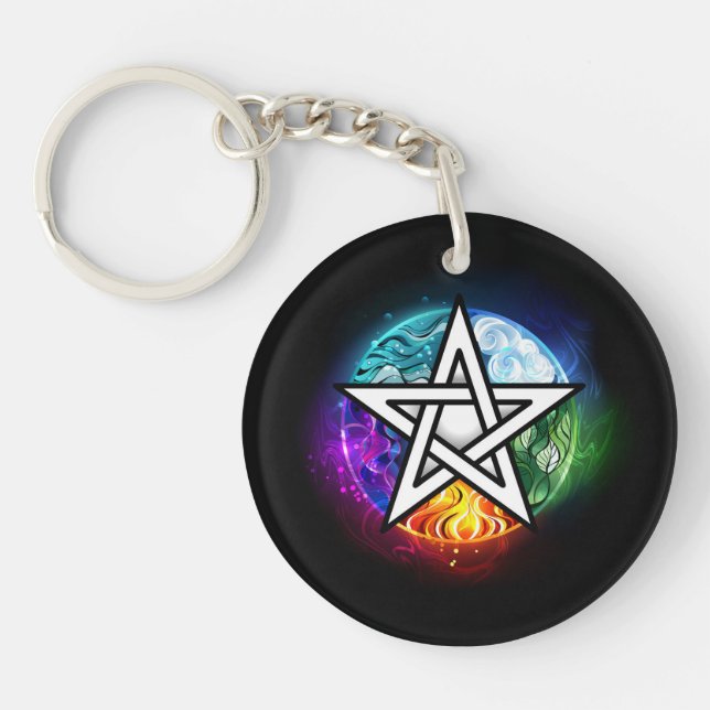 Wiccan pentagram key ring (Front)