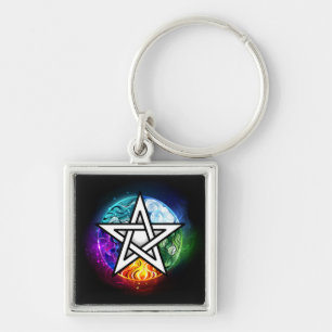 Wiccan pentagram key ring