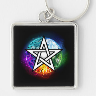Wiccan pentagram key ring