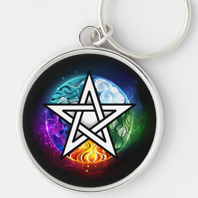 Wiccan pentagram key ring (Front)