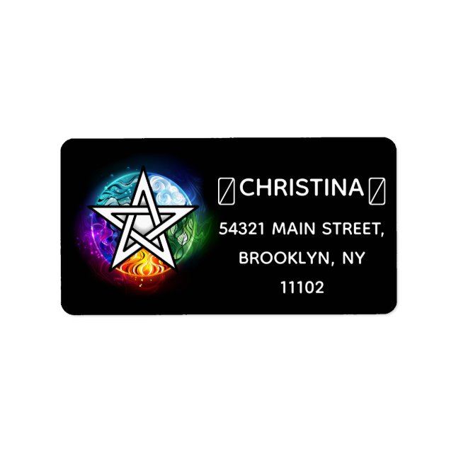 Wiccan pentagram label (Front)