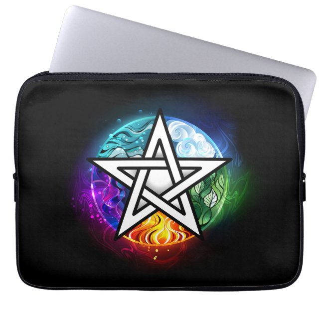 Wiccan pentagram laptop sleeve (Front)