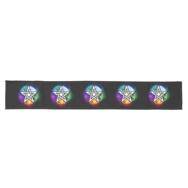 Wiccan pentagram long table runner (Horizontal)