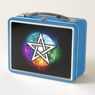 Wiccan pentagram metal lunch box