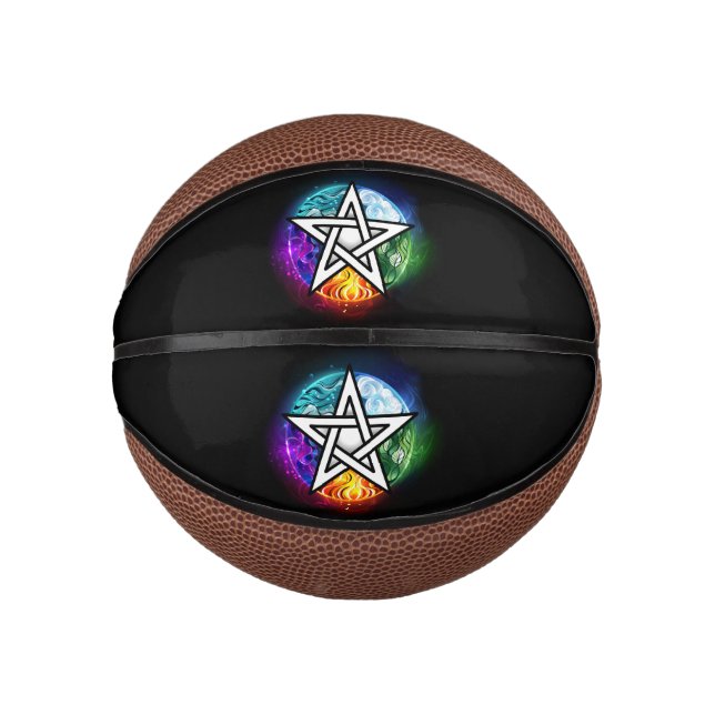 Wiccan pentagram mini basketball (Front)