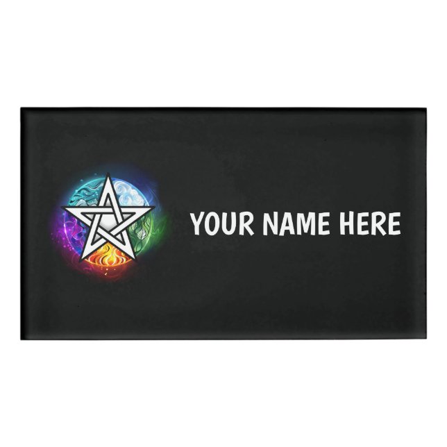 Wiccan pentagram name tag (Front)