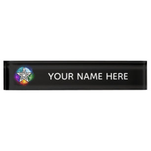 Wiccan pentagram nameplate