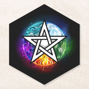 Wiccan pentagram paper coaster