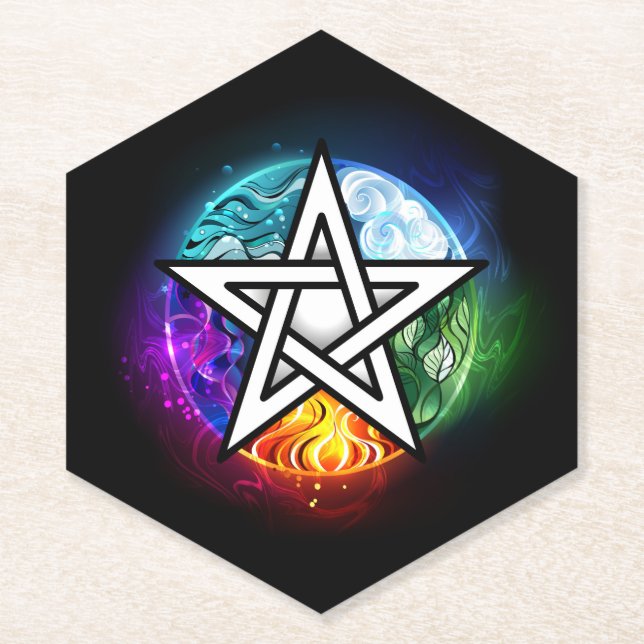 Wiccan pentagram paper coaster (Front)