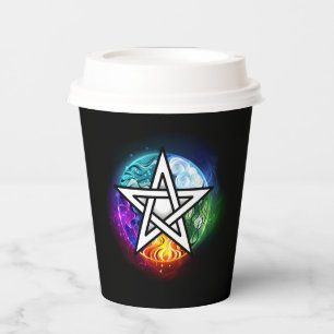 Wiccan pentagram paper cups