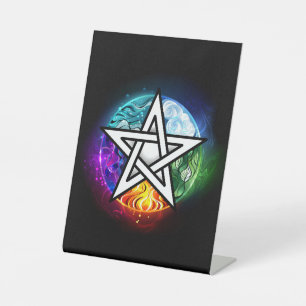 Wiccan pentagram pedestal sign