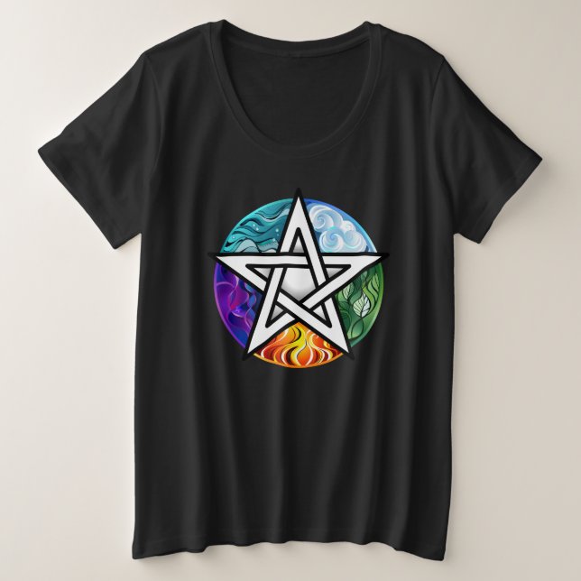 Wiccan pentagram plus size T-Shirt (Design Front)