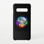 Wiccan pentagram samsung galaxy case<br><div class="desc">Artistically drawn,  luminous pentagram with five magical elements,  water,  earth,  fire,  astral,  air on black background. Wiccan pentagram. Wicca</div>