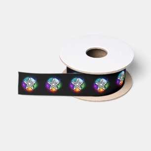 Wiccan pentagram satin ribbon