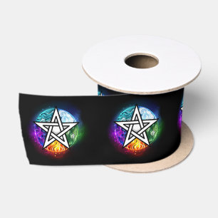 Wiccan pentagram satin ribbon