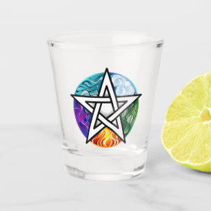 Wiccan pentagram shot glass