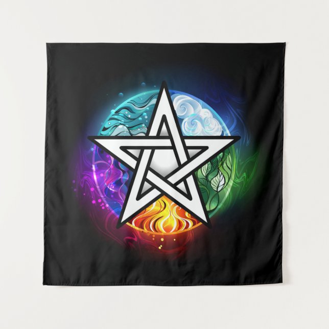 Wiccan pentagram tapestry (Front)