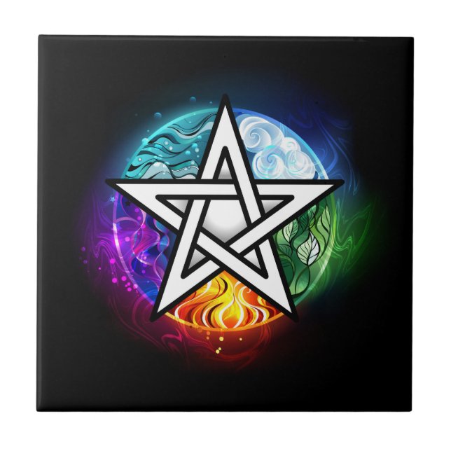 Wiccan pentagram tile (Front)
