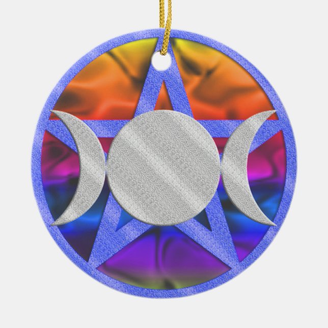 Wiccan Pentagram Triple Goddess Ornament (Front)