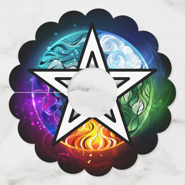 Wiccan pentagram wine glass tag (Front)