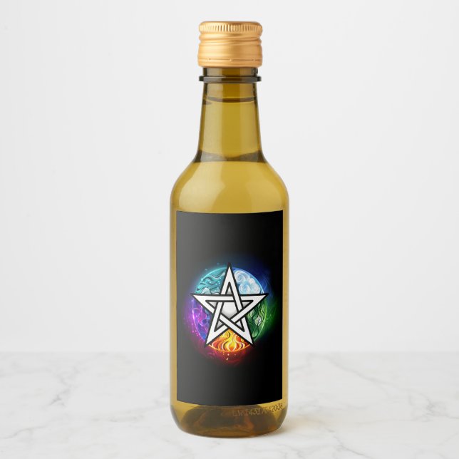 Wiccan pentagram wine label (Front)