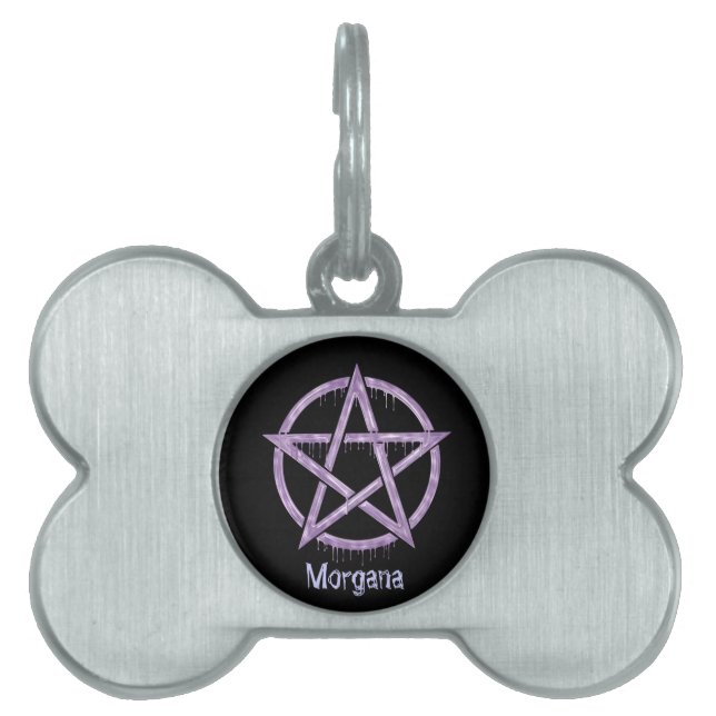 Wiccan Pet PURPLE Personalised Name Tag (Front)