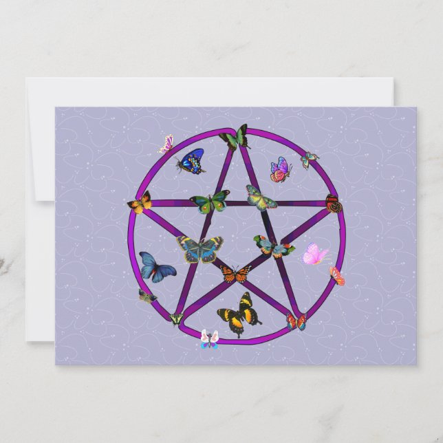 Wiccan Star and Butterflies Invitation (Front)