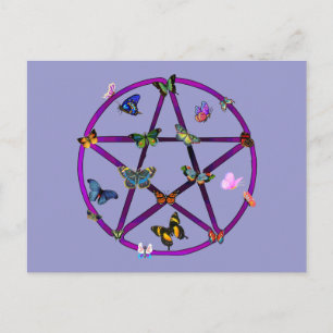 Wiccan Star and Butterflies Postcard