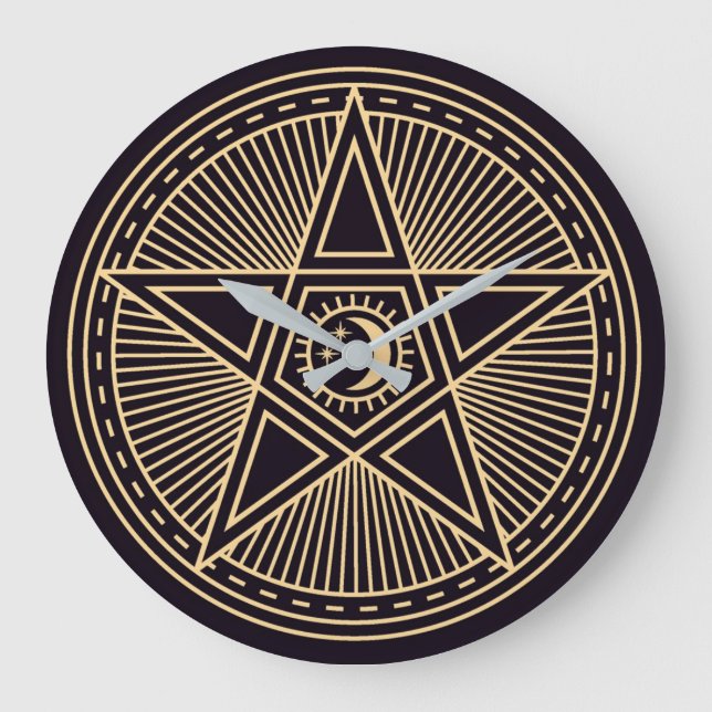 Wiccan Symbols Large Clock (Front)