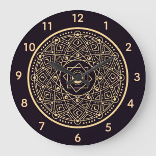 Wiccan Symbols Large Clock