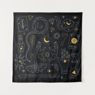 Wiccan Symbols Tapestry