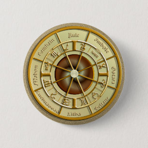 Wiccan Wheel of the Year 6 Cm Round Badge