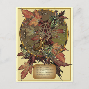 Wiccan Wheel With Pentacle Postcard