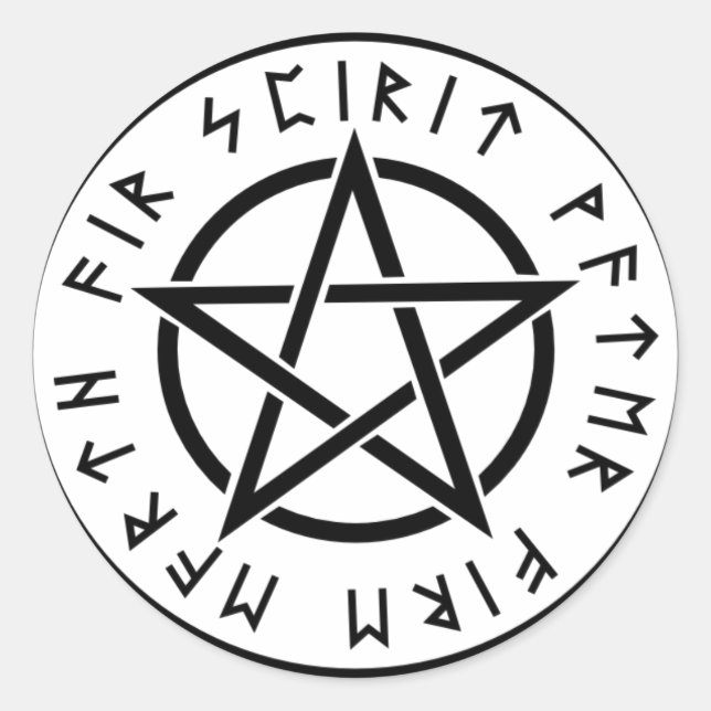 Wiccan white pentagram classic round sticker (Front)