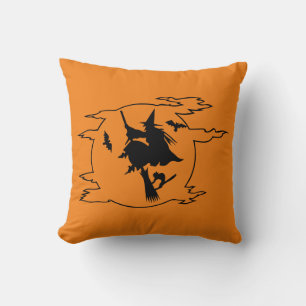 Wich and broom  Halloween Cushion
